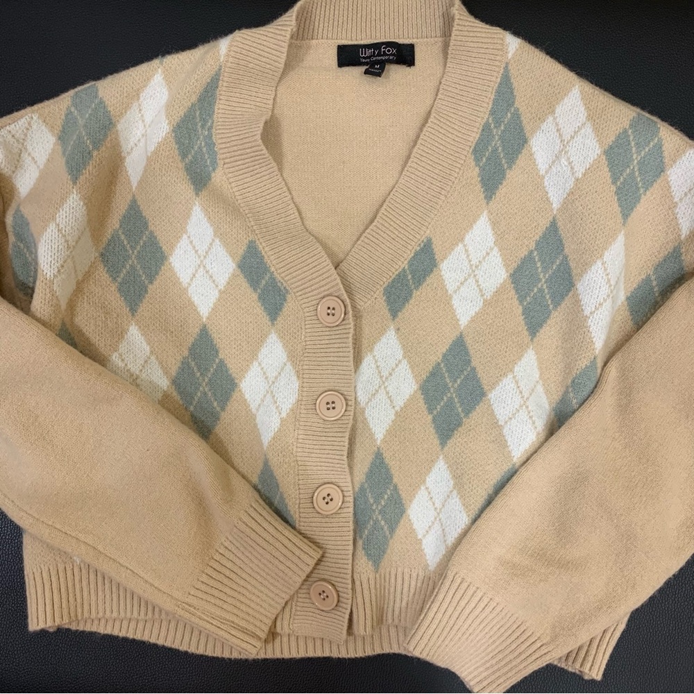 Argyle button down cardigan
